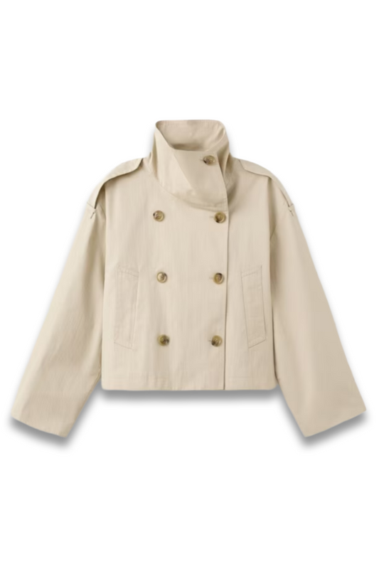 Funnel-neck Double-breasted Jacket