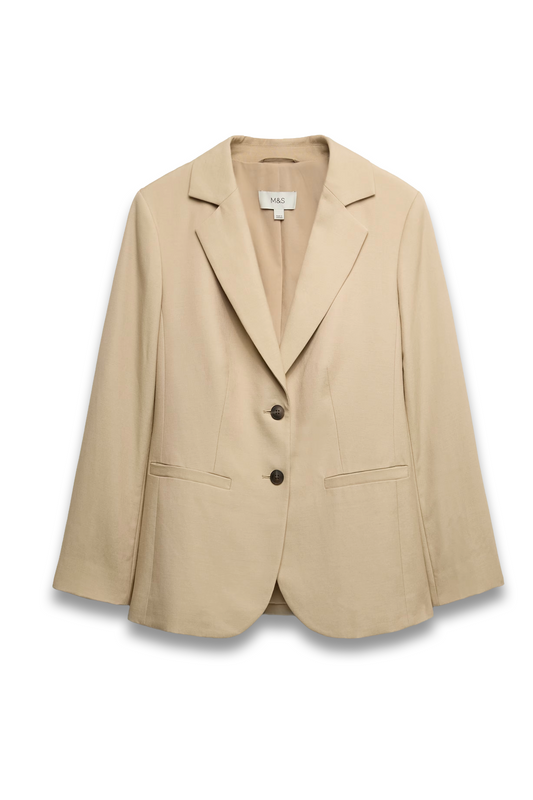 Lyocell Rich Single Breasted Blazer with Linen