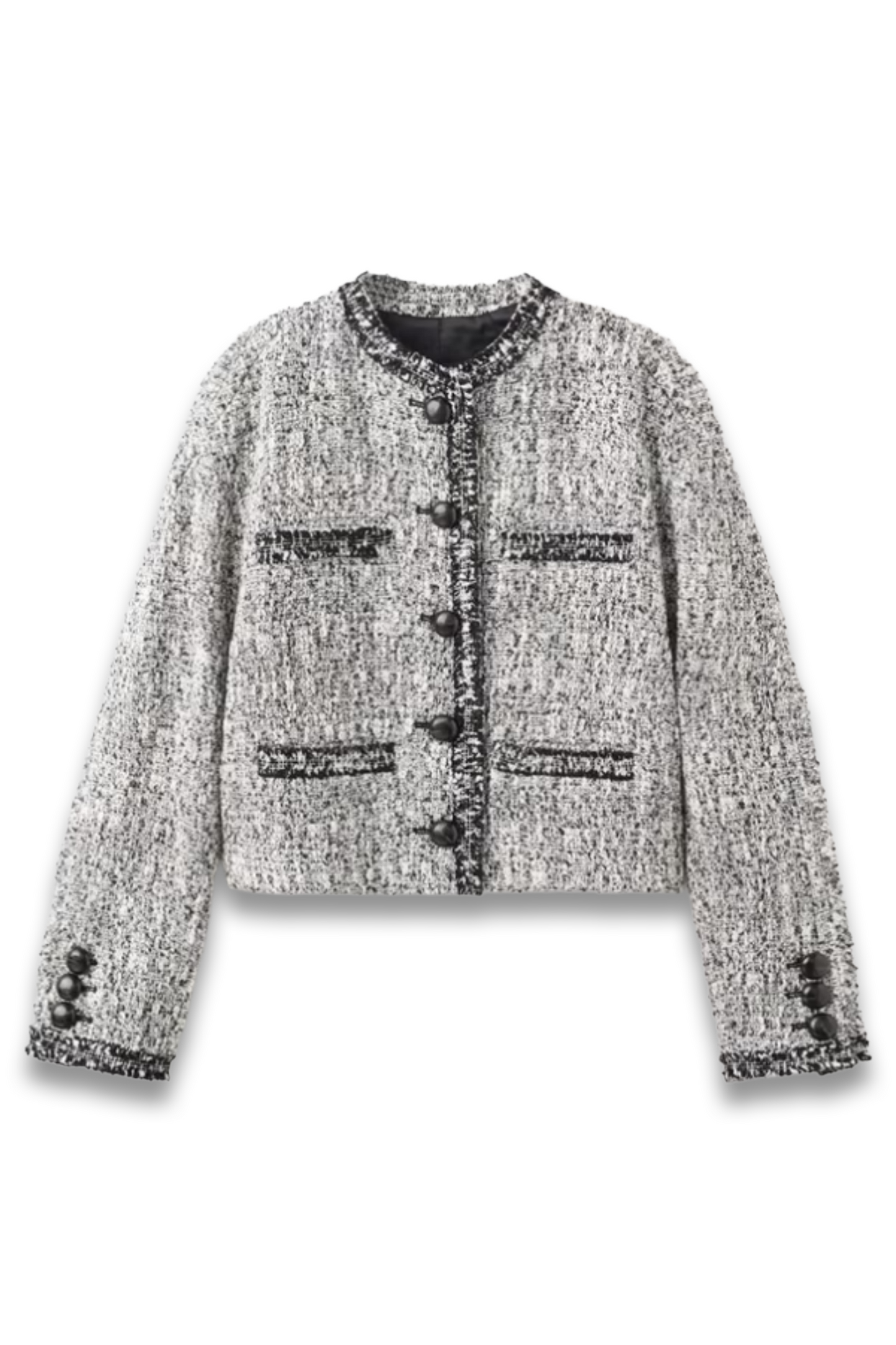 Frayed Edge Cropped Tweed Jacket
