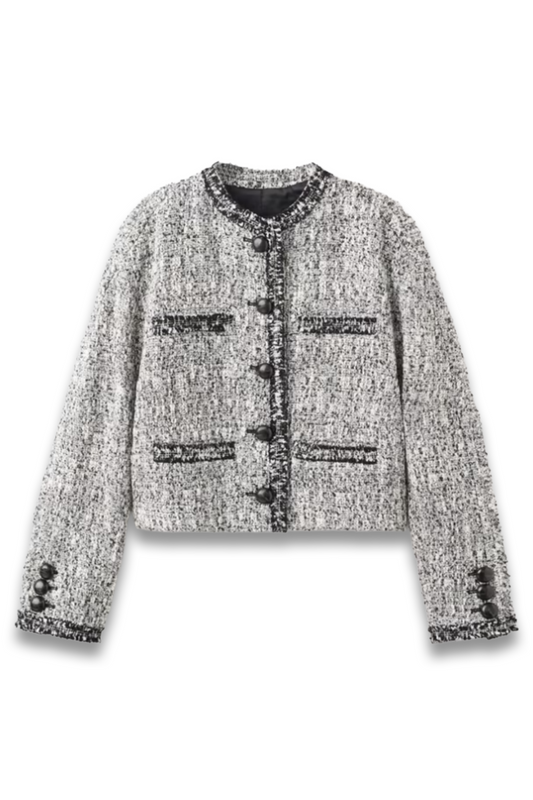 Frayed Edge Cropped Tweed Jacket