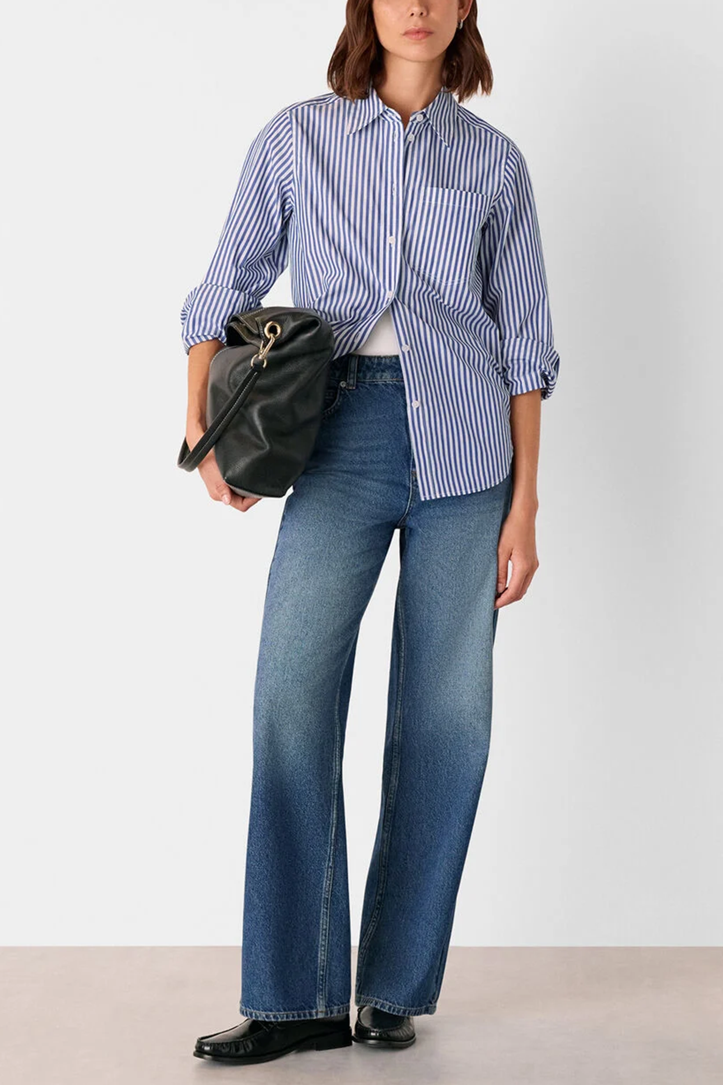 Blue Relaxed Fit Stripe Shirt