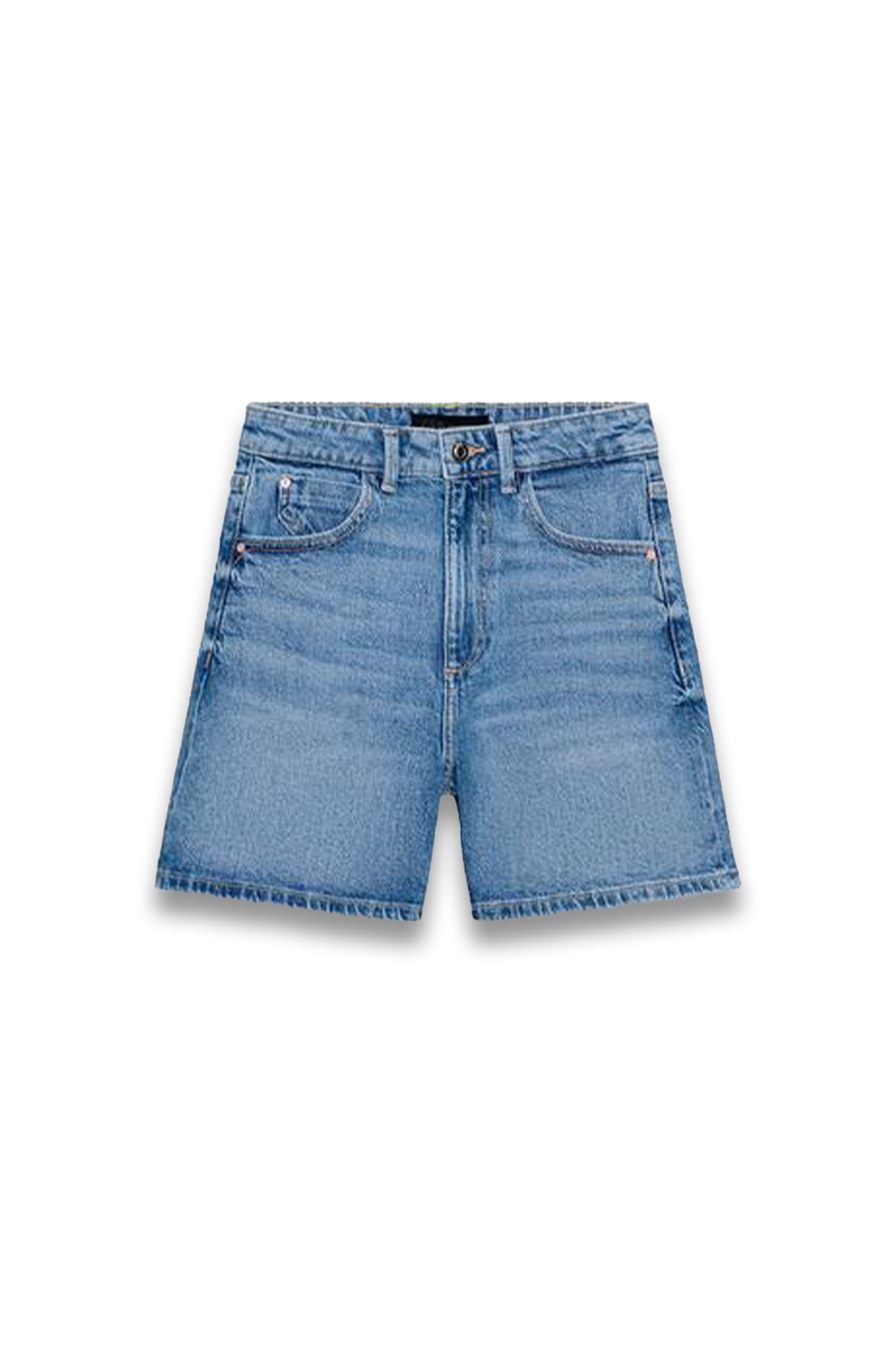 high waisted denim shorts in blue wash 