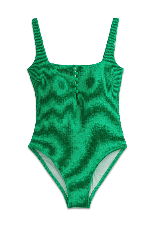 Henley Textured Swimsuit