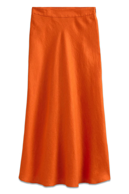 Bias Linen Midi Skirt