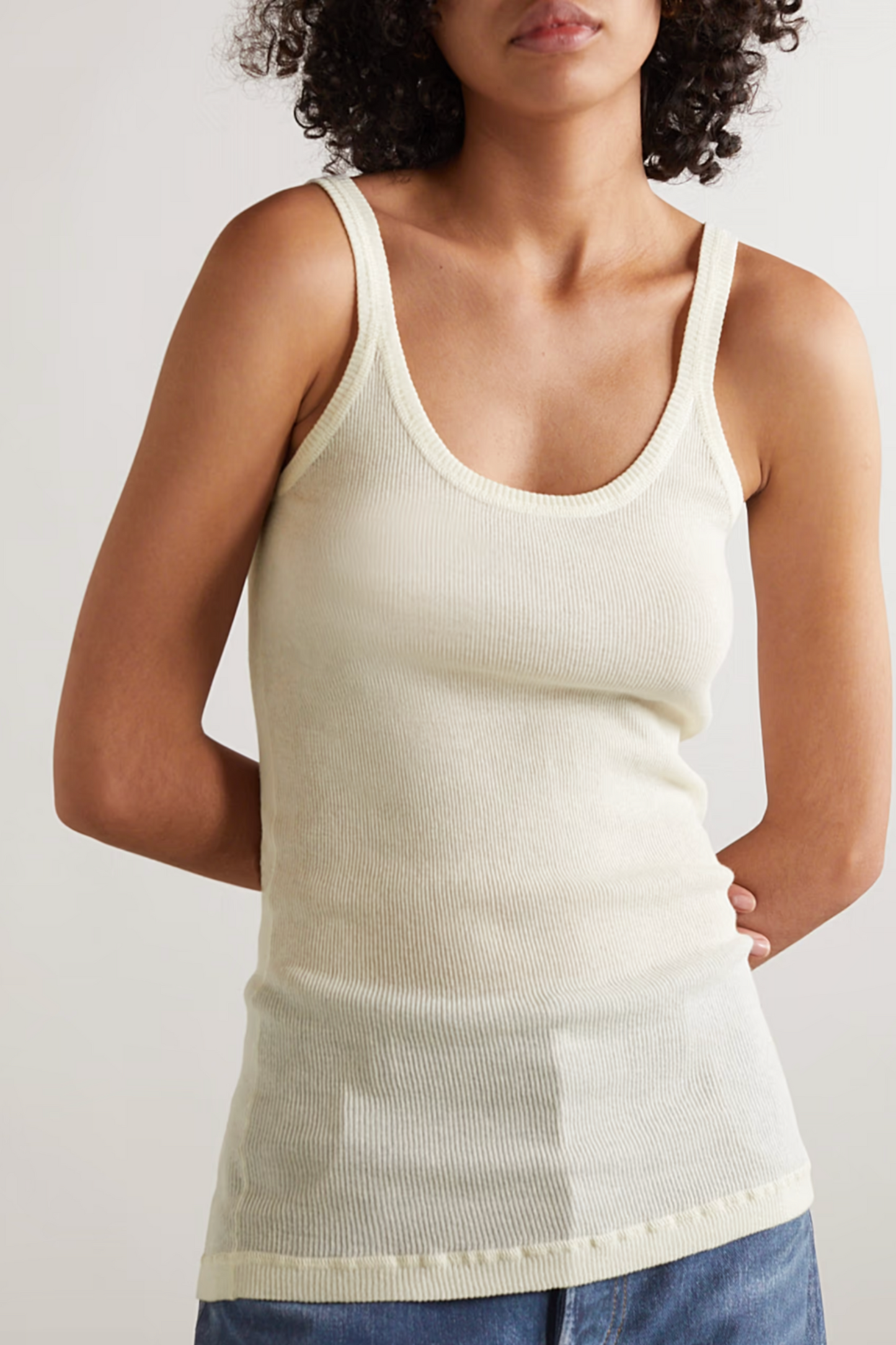 Ribbed Cotton-Blend Tank