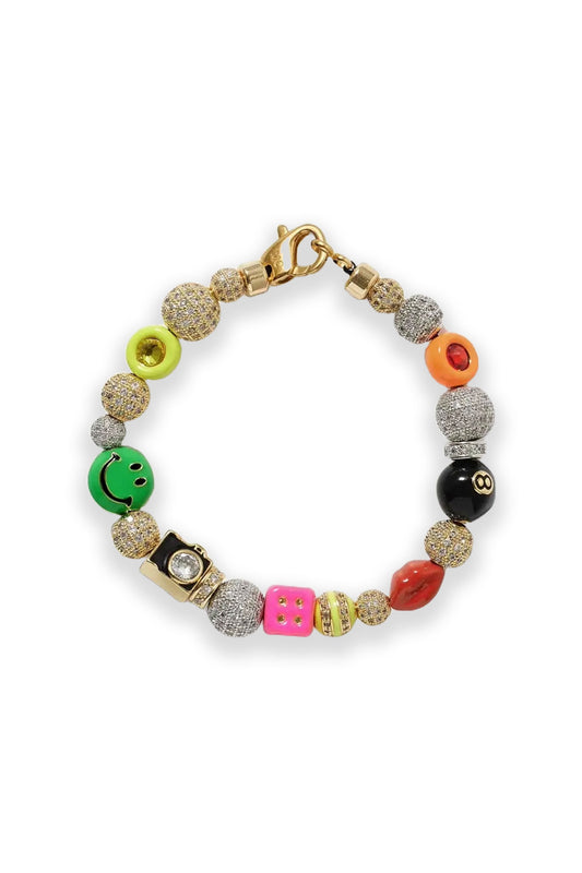 Gold and Rhodium-plated Crystal and Enamel Bracelet