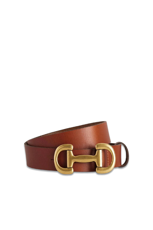 Snaffle-Trim Leather Belt