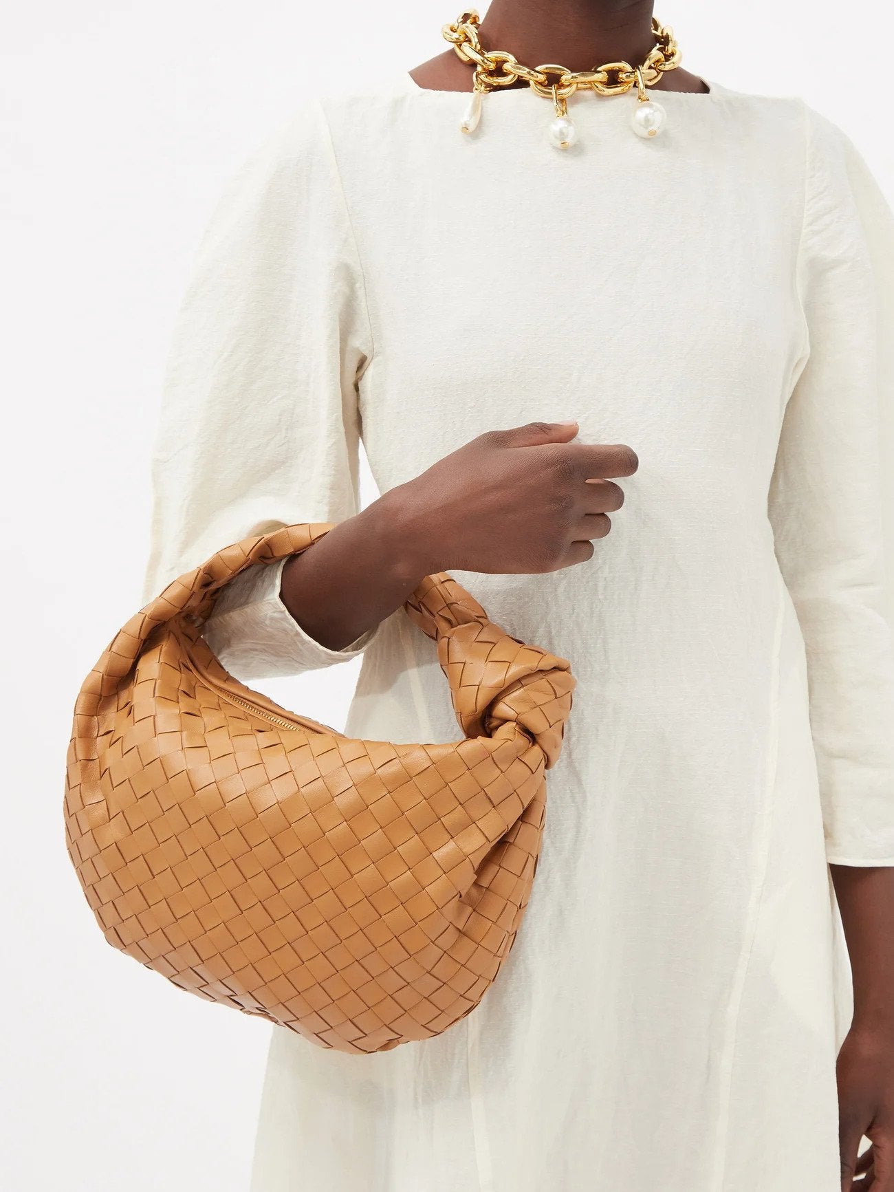 Brown Jodie Teen Intrecciato-leather Shoulder Bag