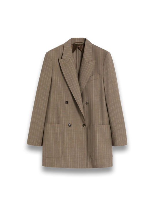 Oversized Pinstripe Woollen Cloth Blazer