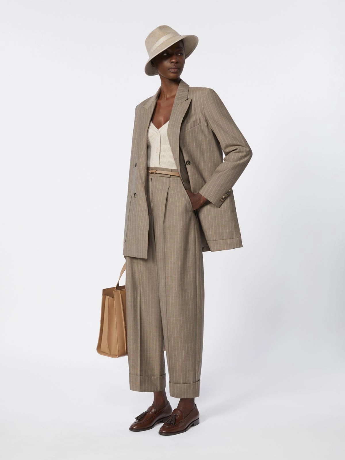 Oversized Pinstripe Woollen Cloth Blazer