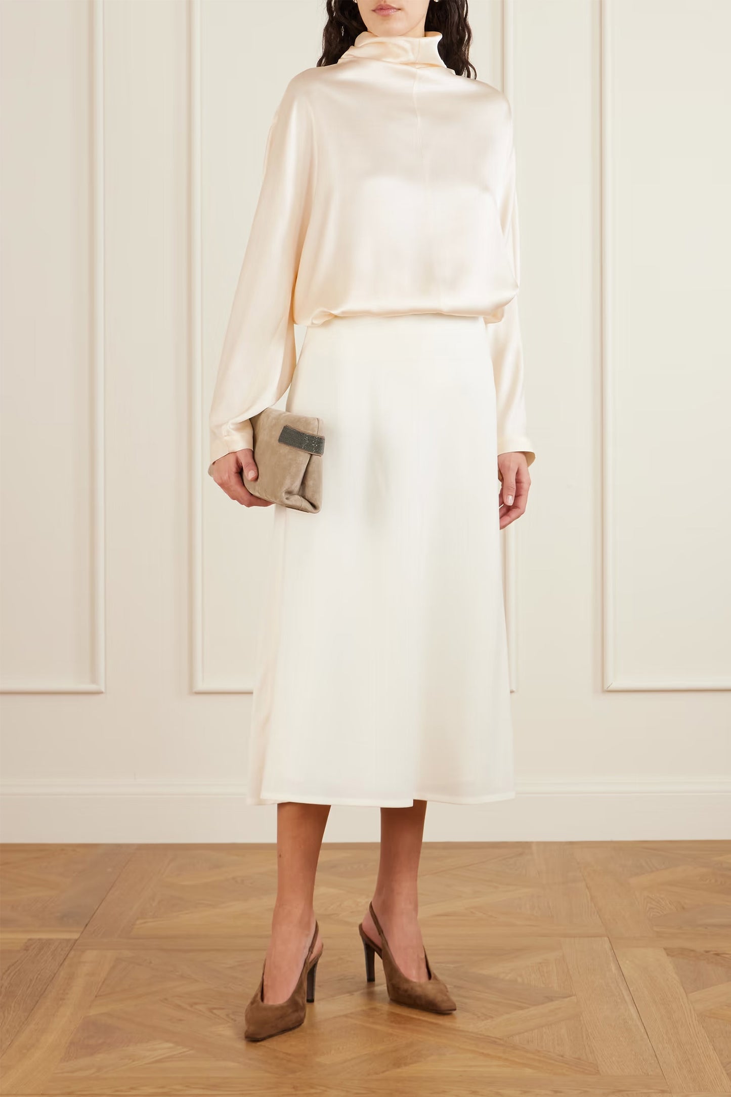 Silk-Satin Turtleneck blouse