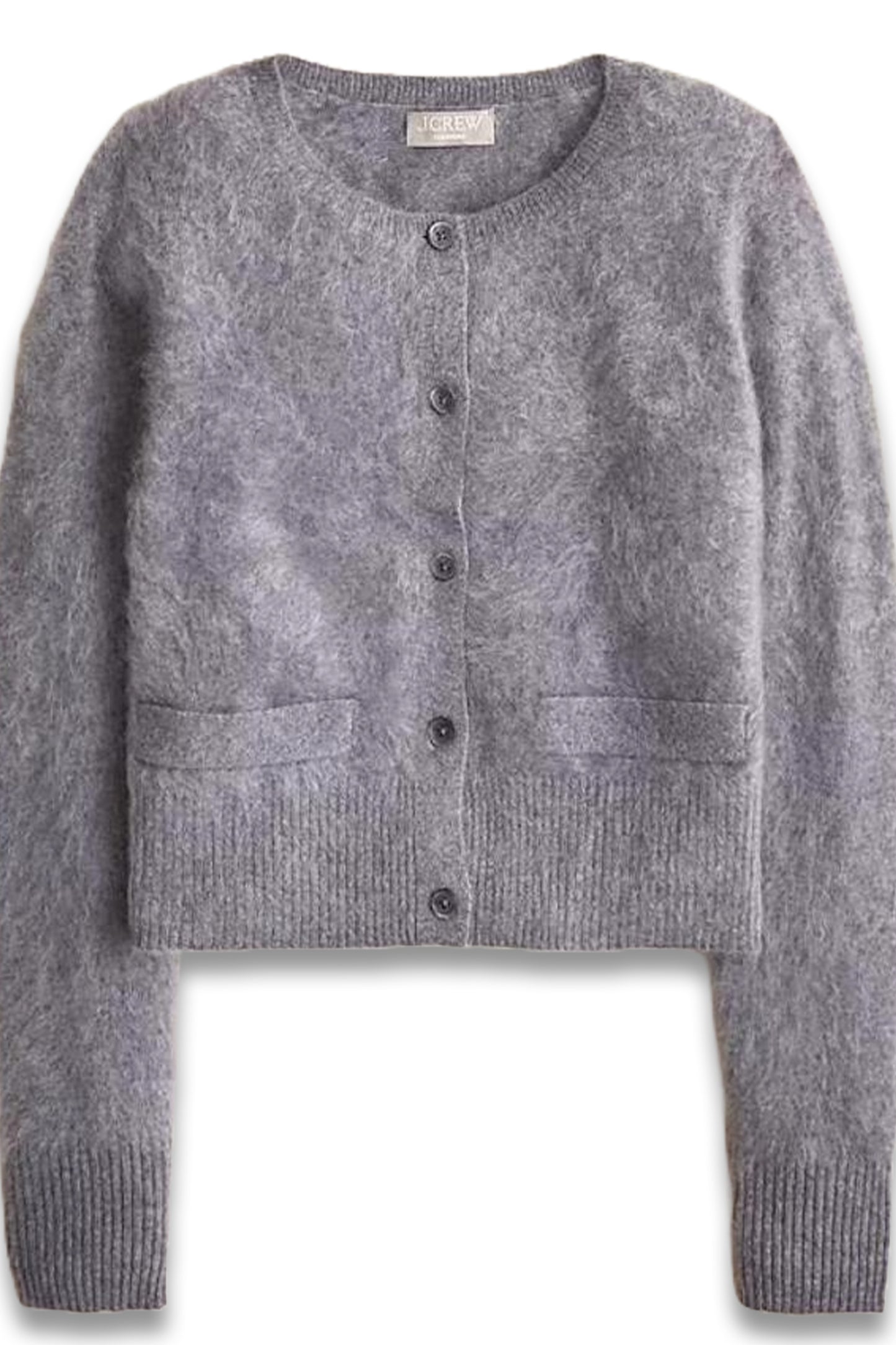 Brushed cashmere fitted cardigan sweater