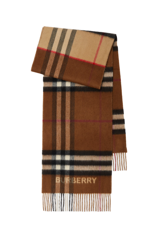 Contrast Check Cashmere Scarf
