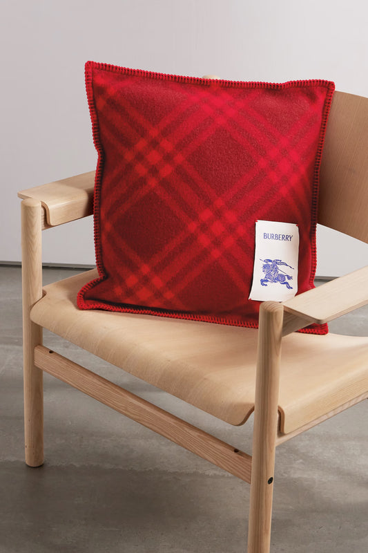 Appliquéd Checked Wool Cushion