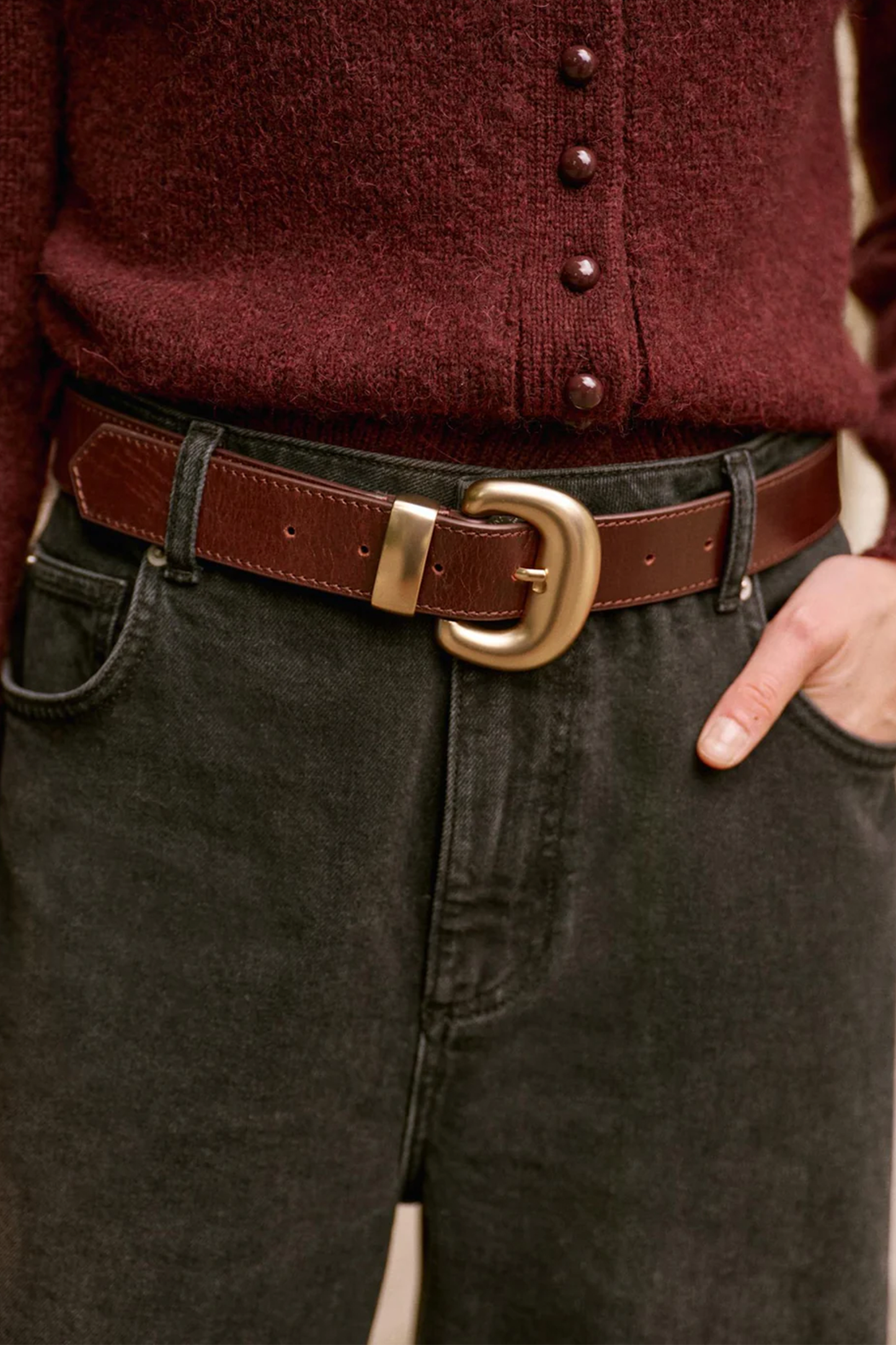 Burgundy Leather Belt