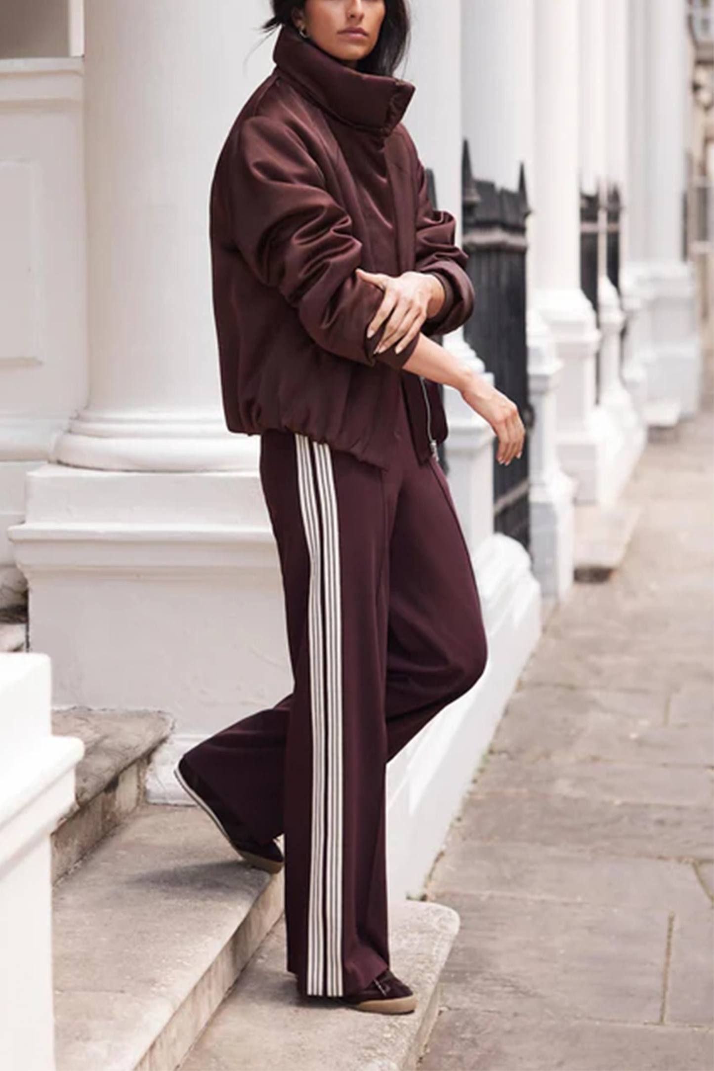 Burgundy Satin Bomber Jacket