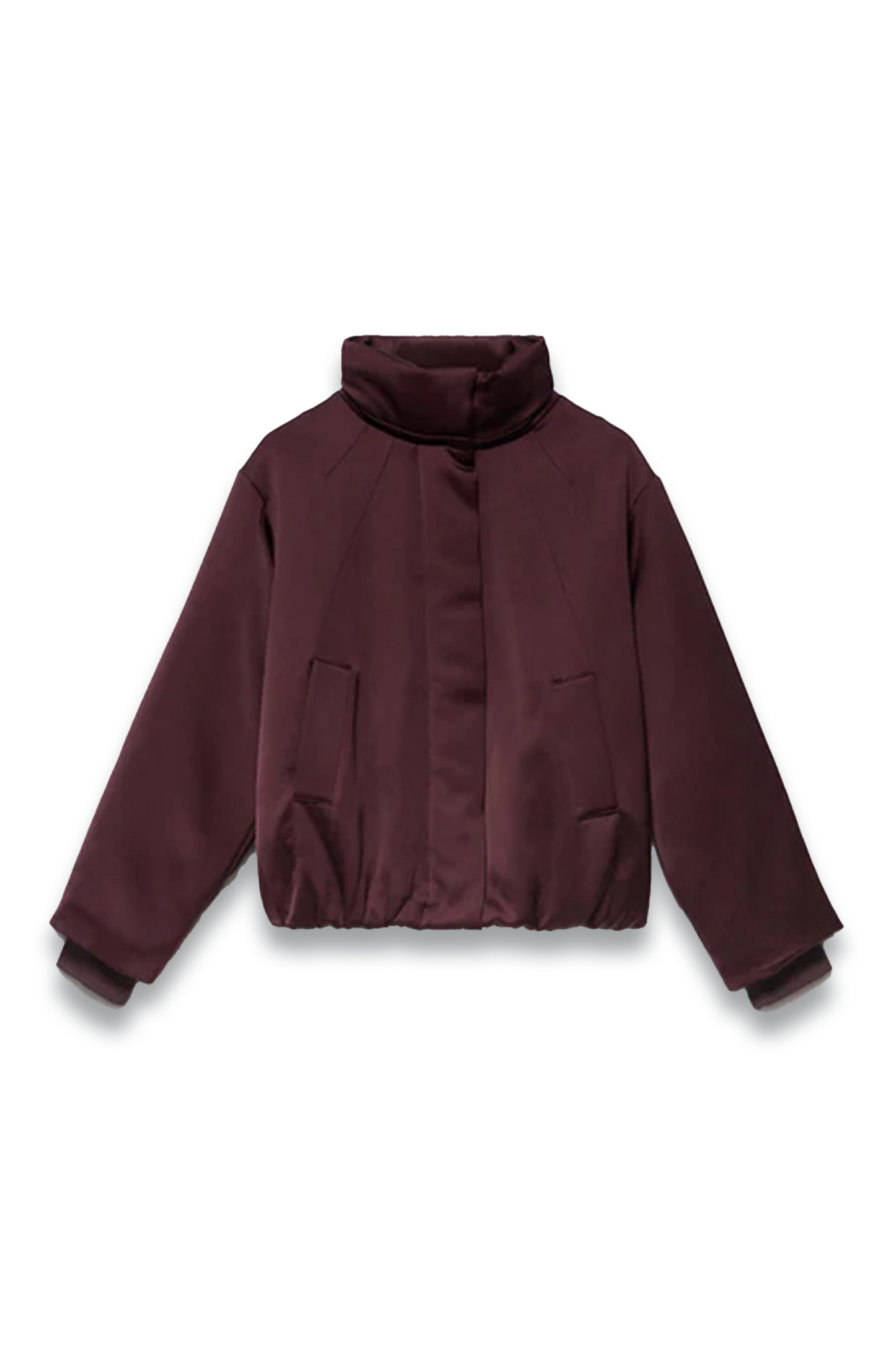 Burgundy Satin Bomber Jacket
