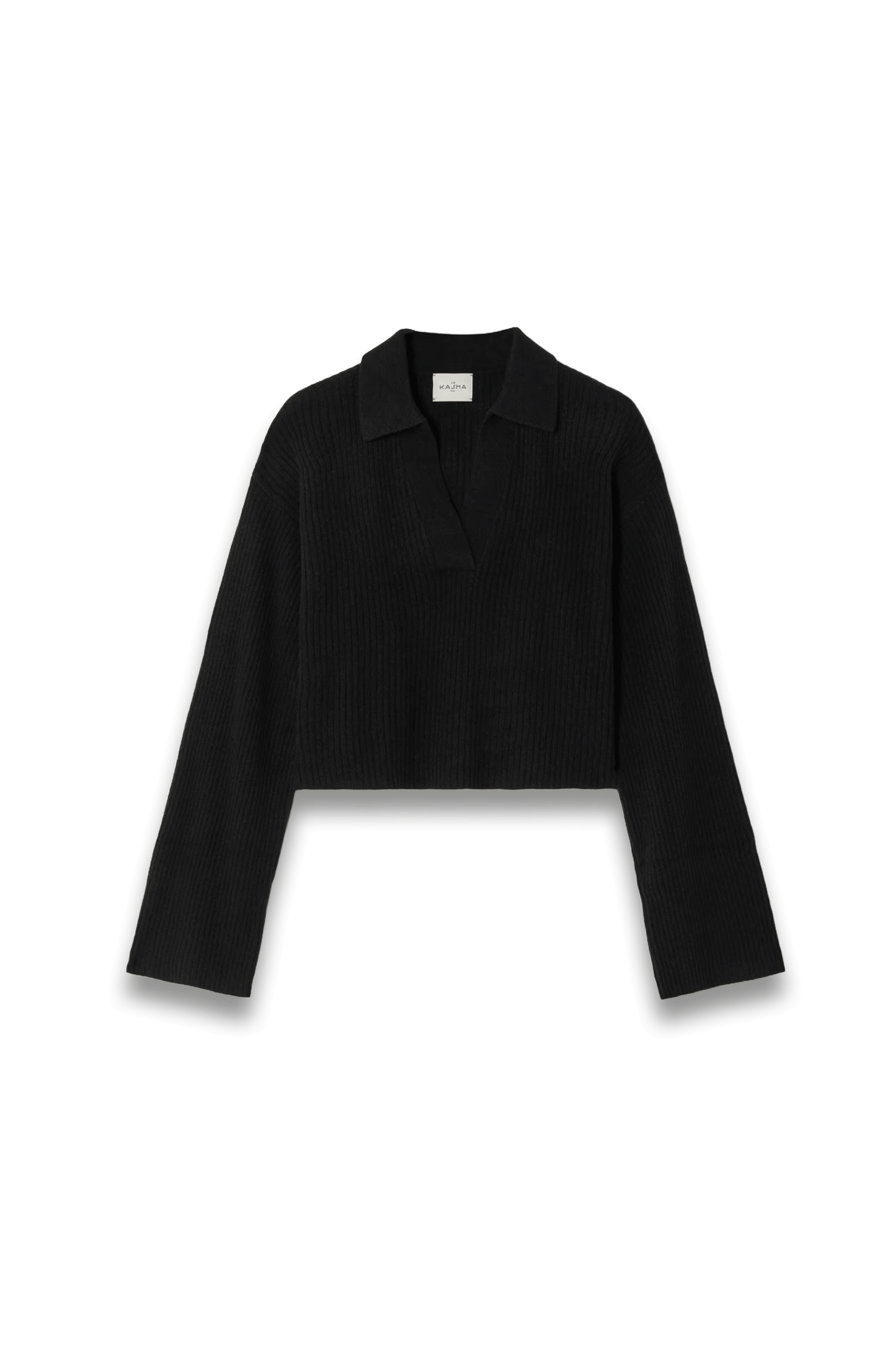 Ganta Cropped Ribbed Organic Cashmere Polo Sweater
