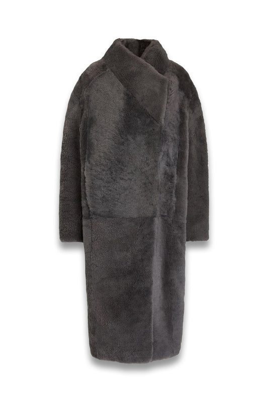 Wrap-Effect Shearling Coat