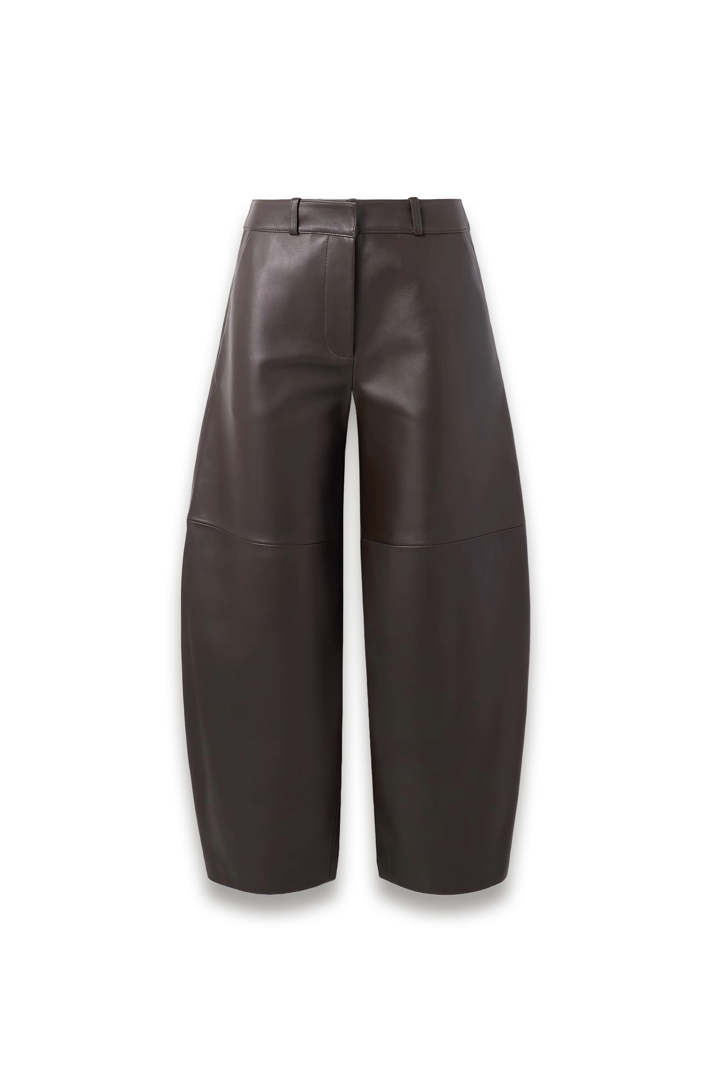Paneled Leather Barrel-leg Pants
