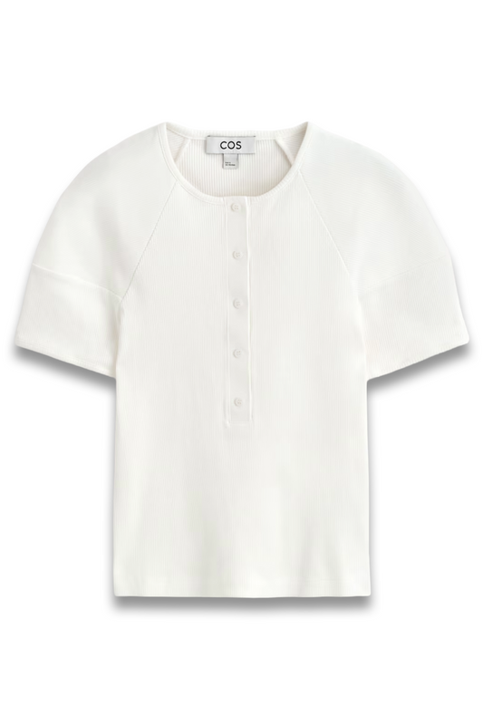Rounded Ribbed-jersey Henley Top