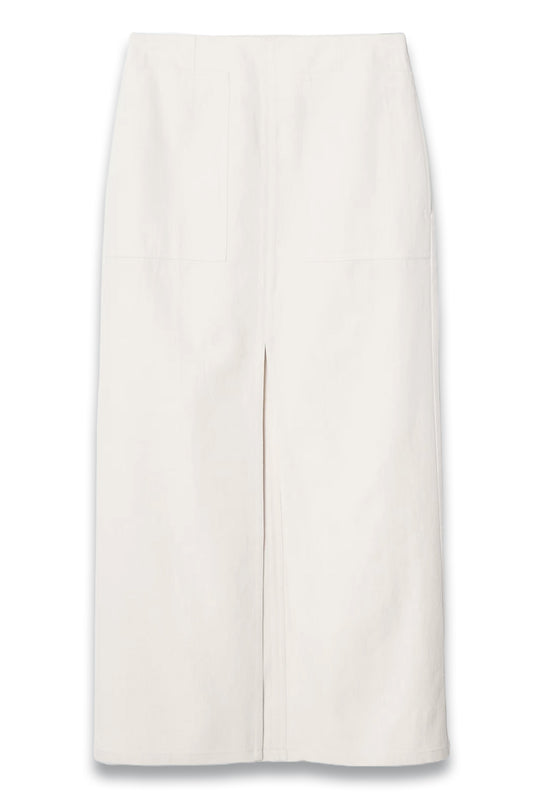 Linen-Twill Utility Maxi Skirt