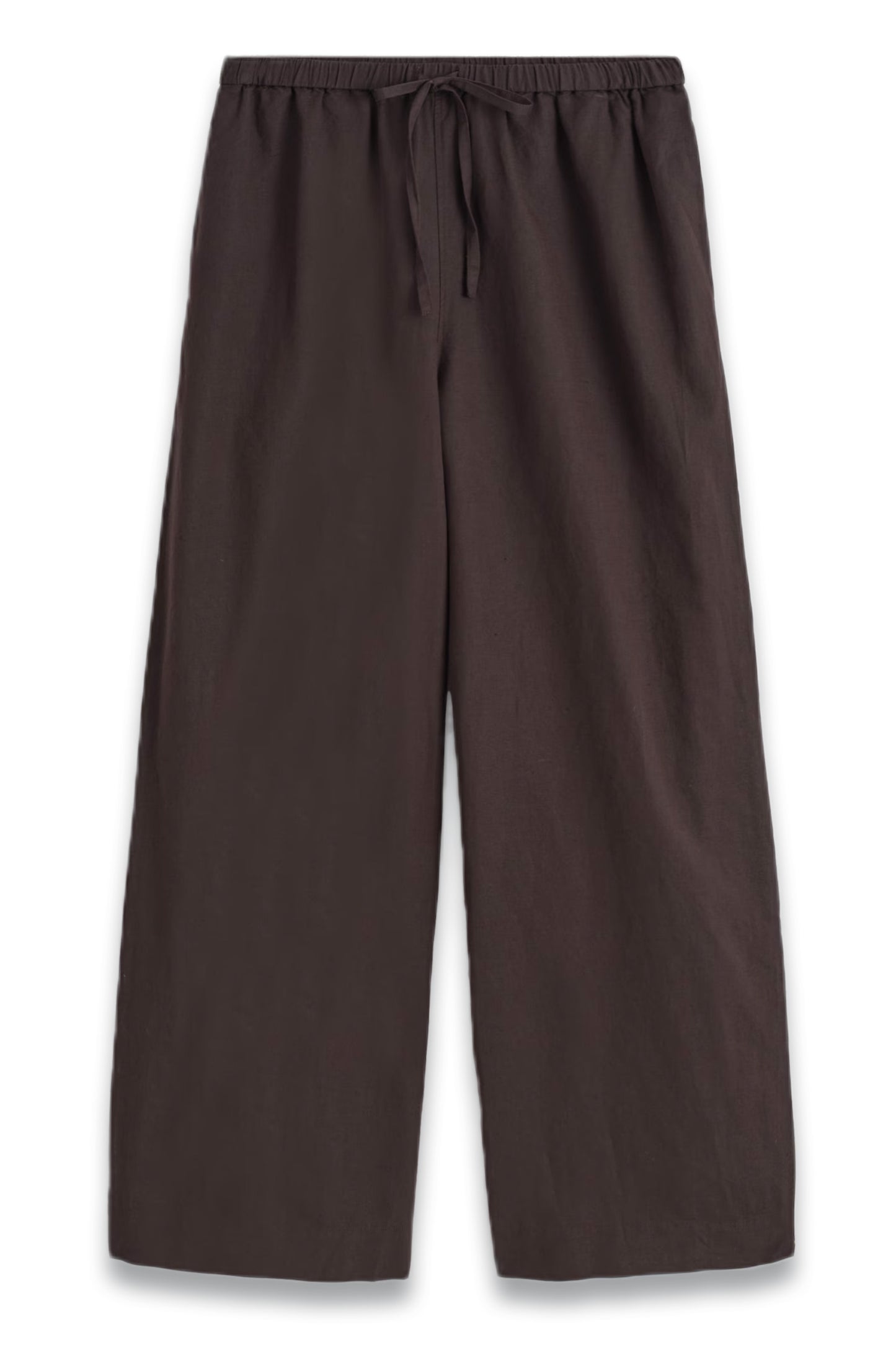 Wide Leg Linen Drawstring Trousers