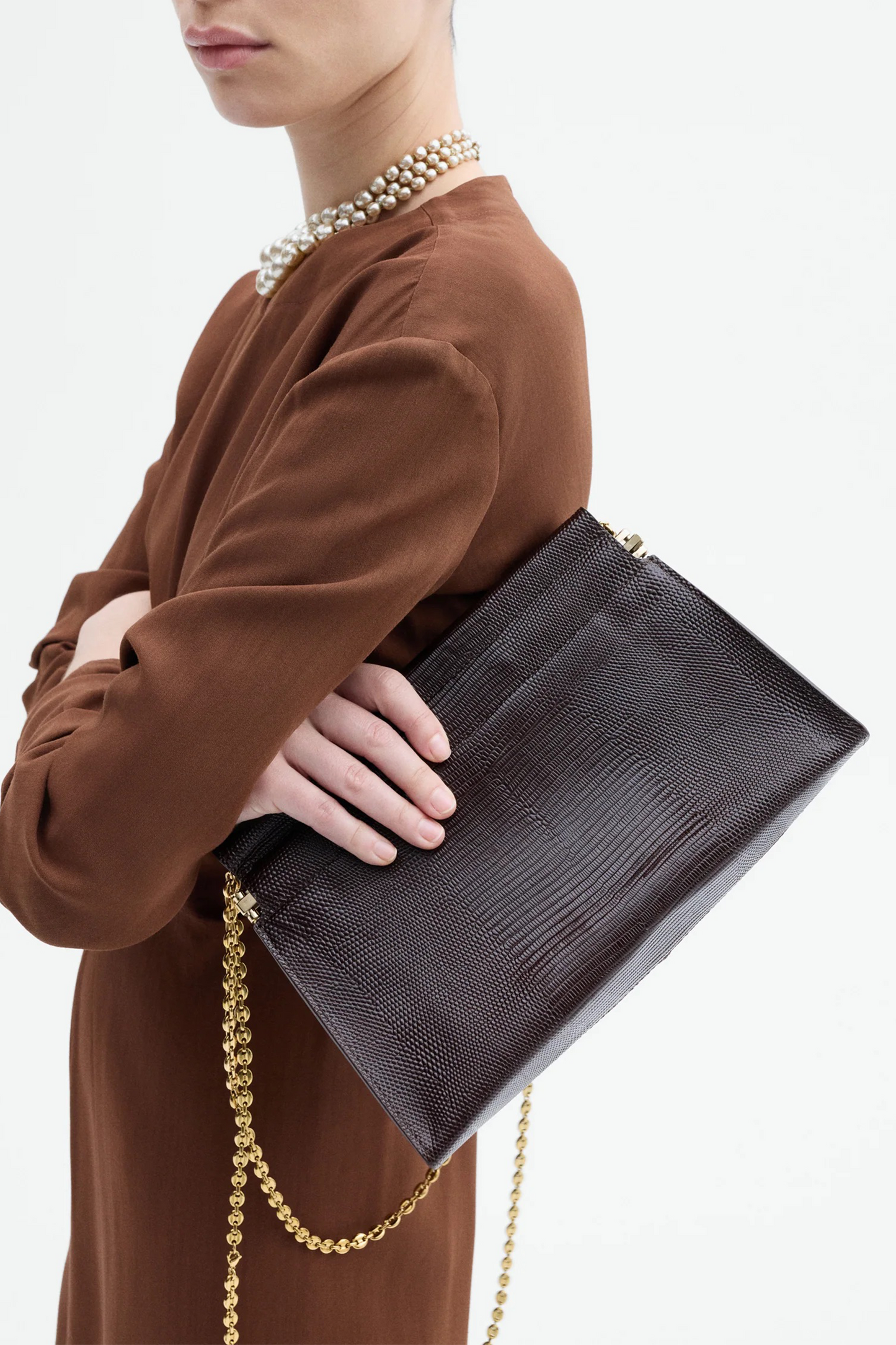 Small Leather Clutch with Chain