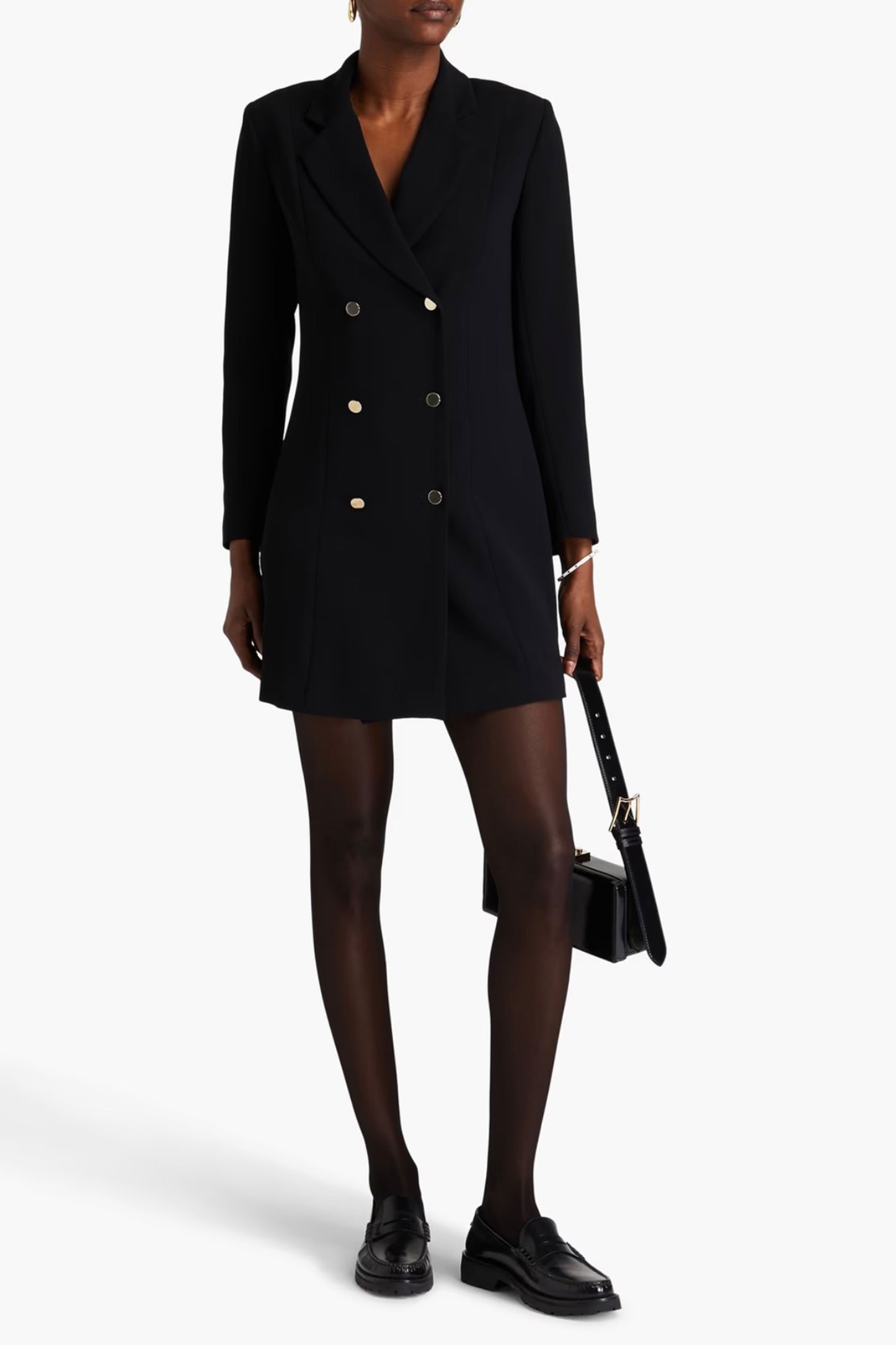 Crepe Mini Tuxedo Dress