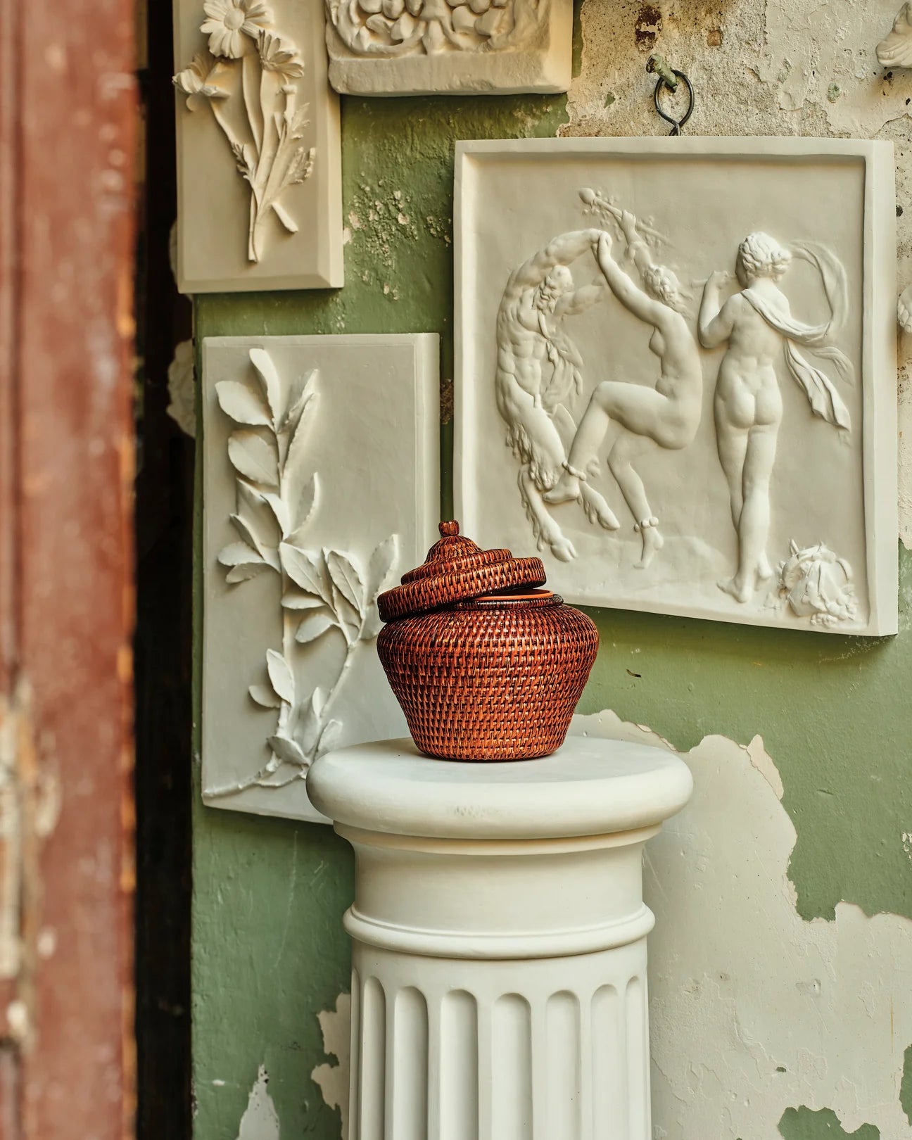 Vimini Woven Candle Holder in Terra