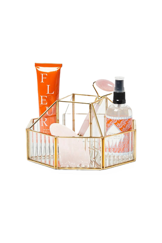 Loire Gold & Glass Carousel Beauty Storage