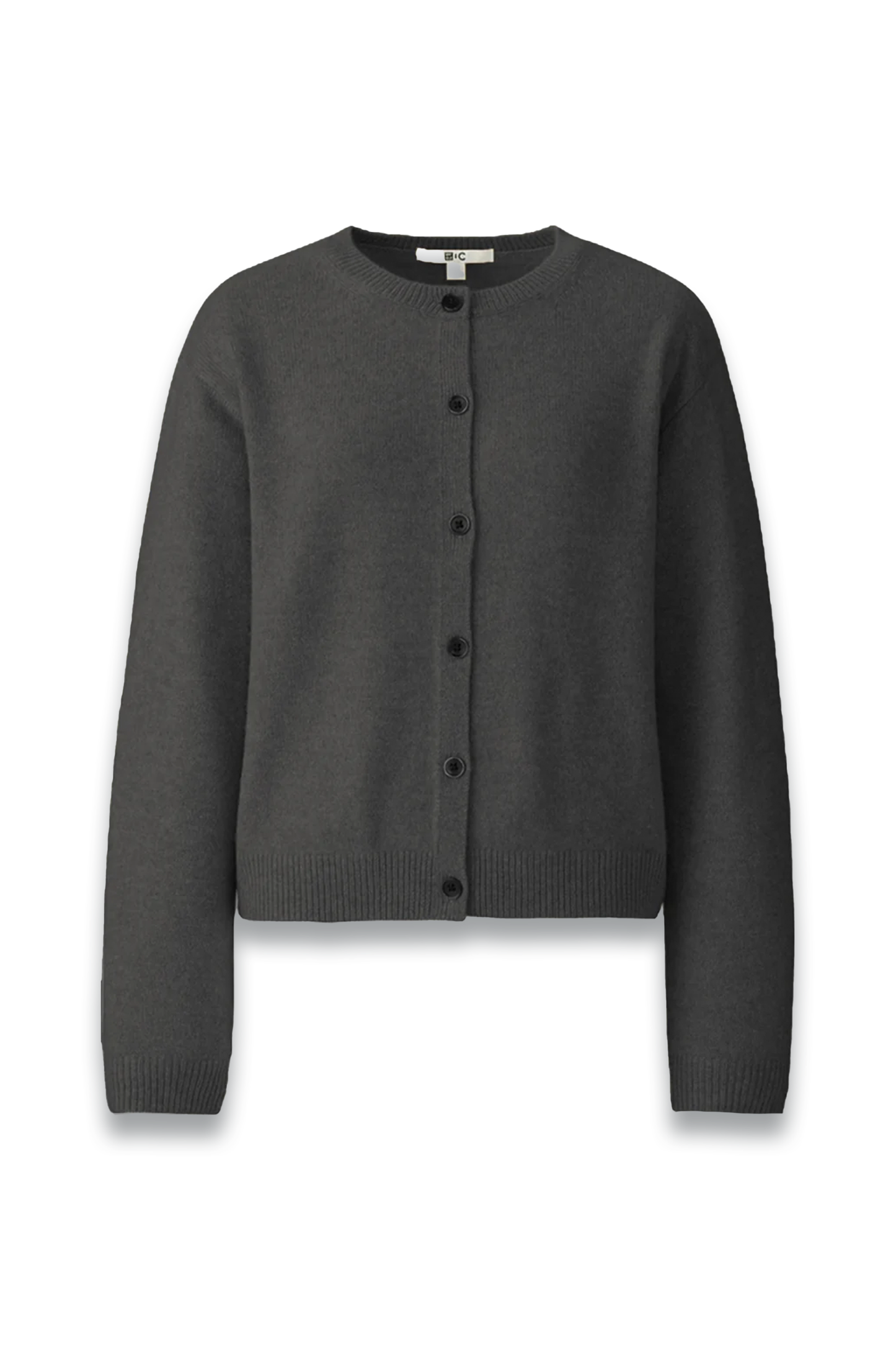 Cashmere Crew Neck Short Cardigan, Black