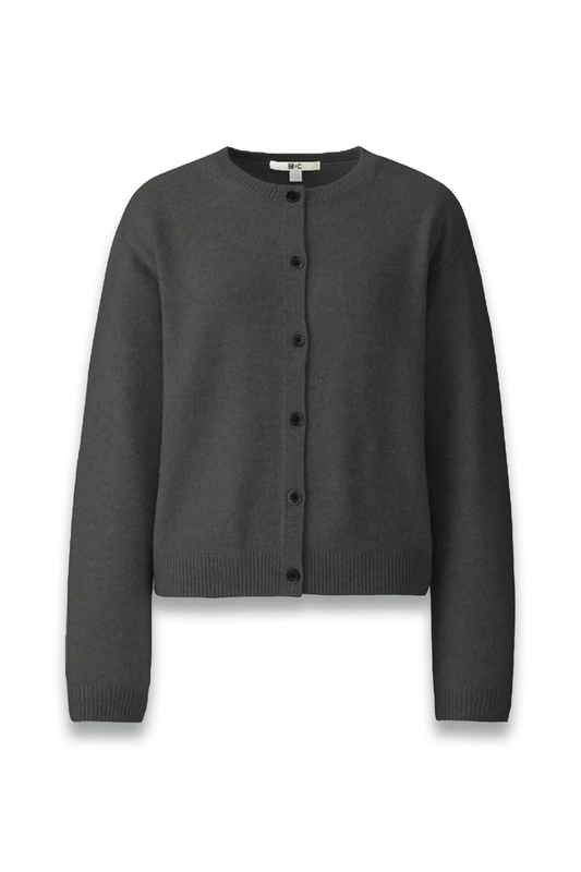 Cashmere Crew Neck Short Cardigan, Black