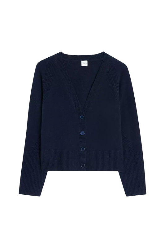 Navy Cashmere V-Neck Cardigan