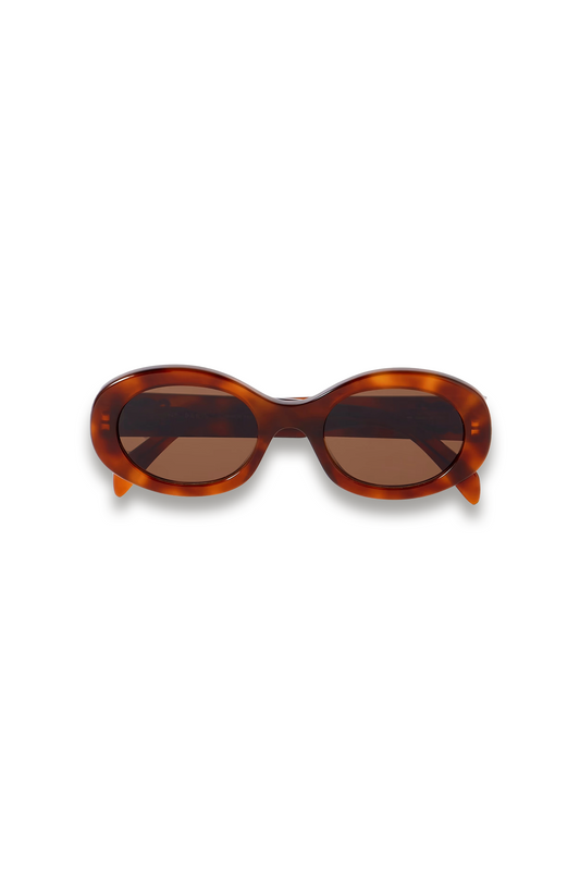 Triomphe Oval-Frame Tortoiseshell Acetate Sunglasses