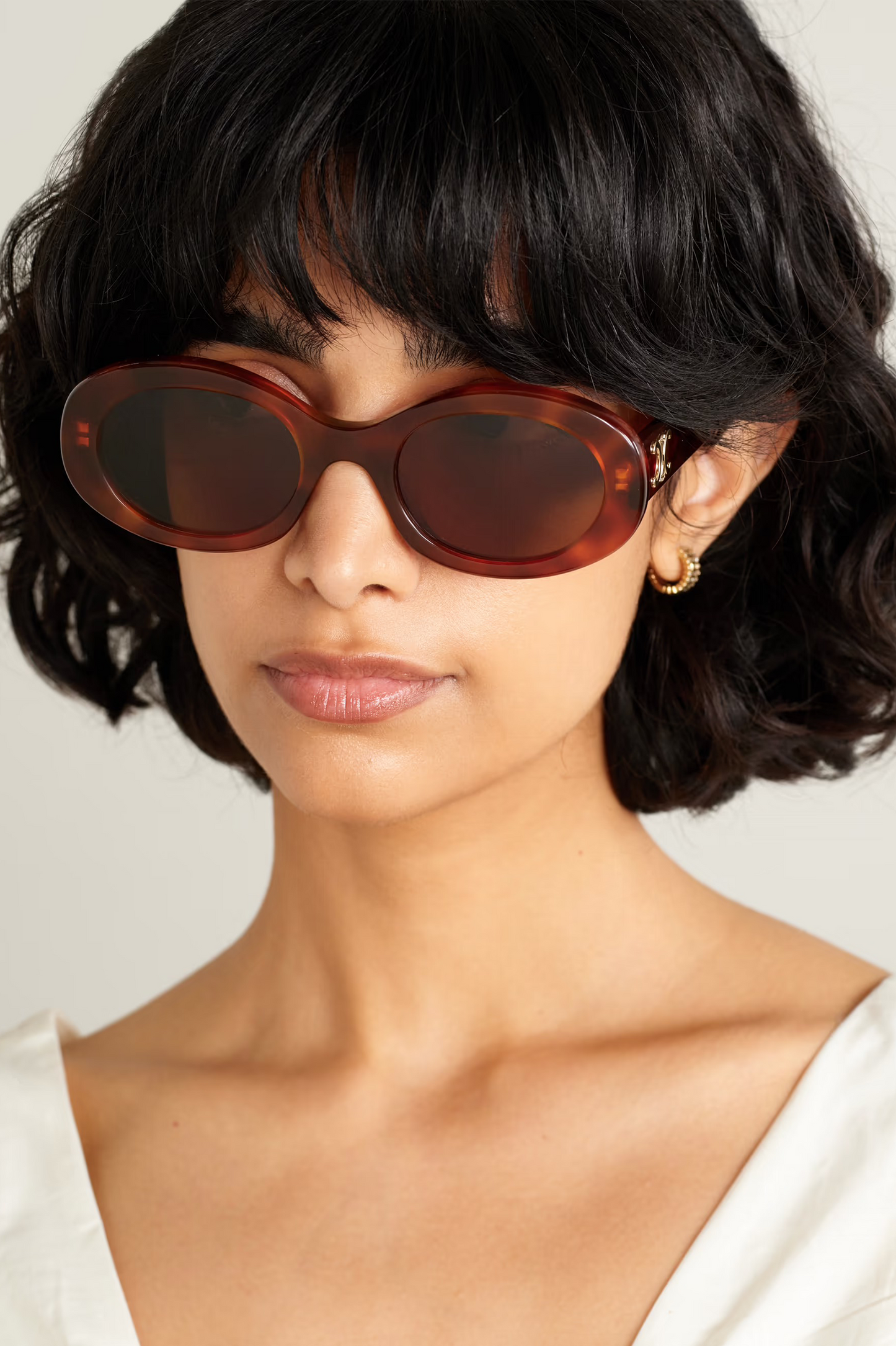 Triomphe Oval-Frame Tortoiseshell Acetate Sunglasses