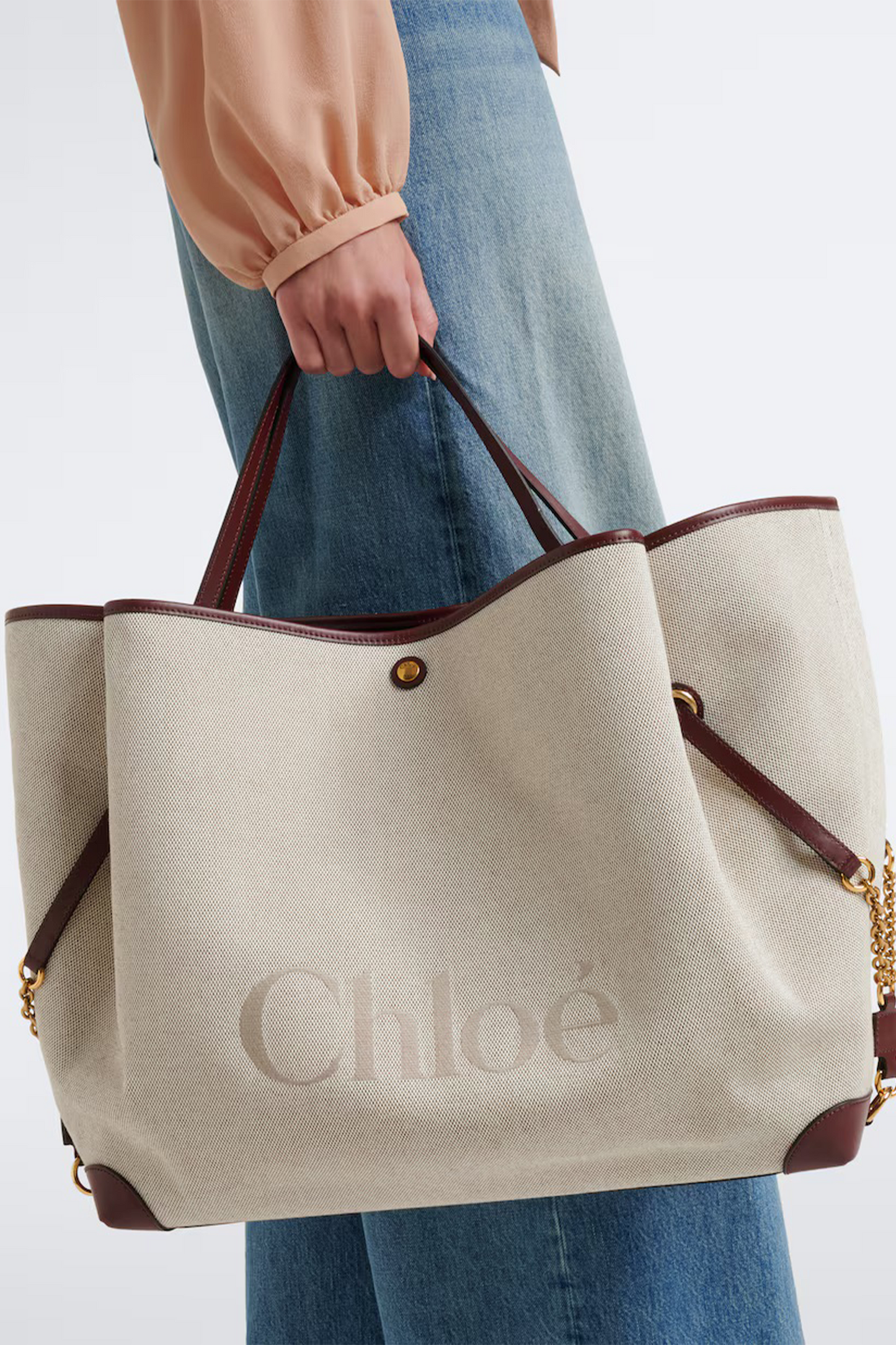 Chloé Clover Leather-trimmed Canvas Tote Bag