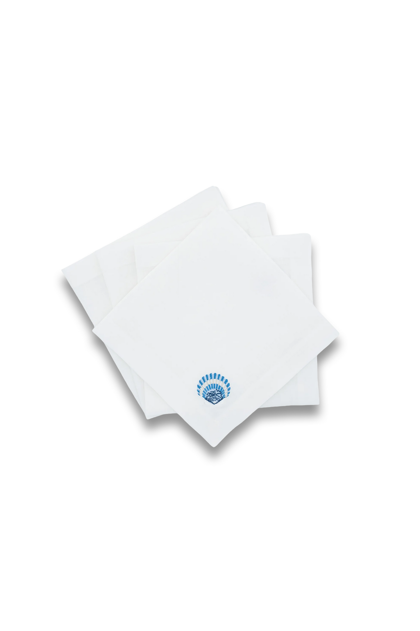 Linen Napkins With Blue Shells, Set of 4