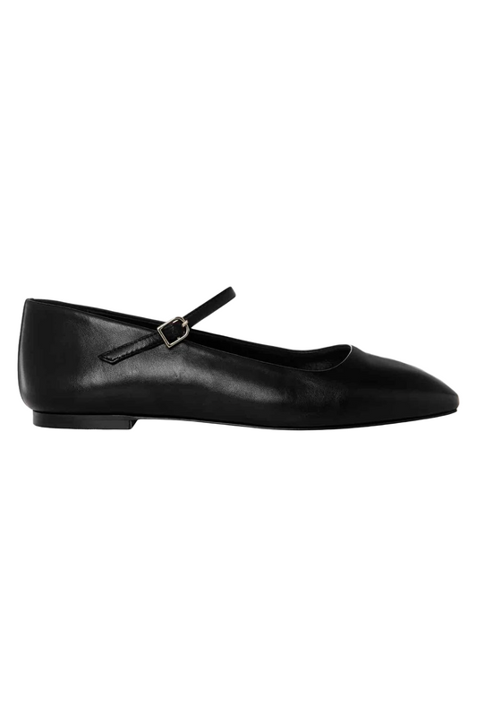 Chrissy Black Leather Mary Janes