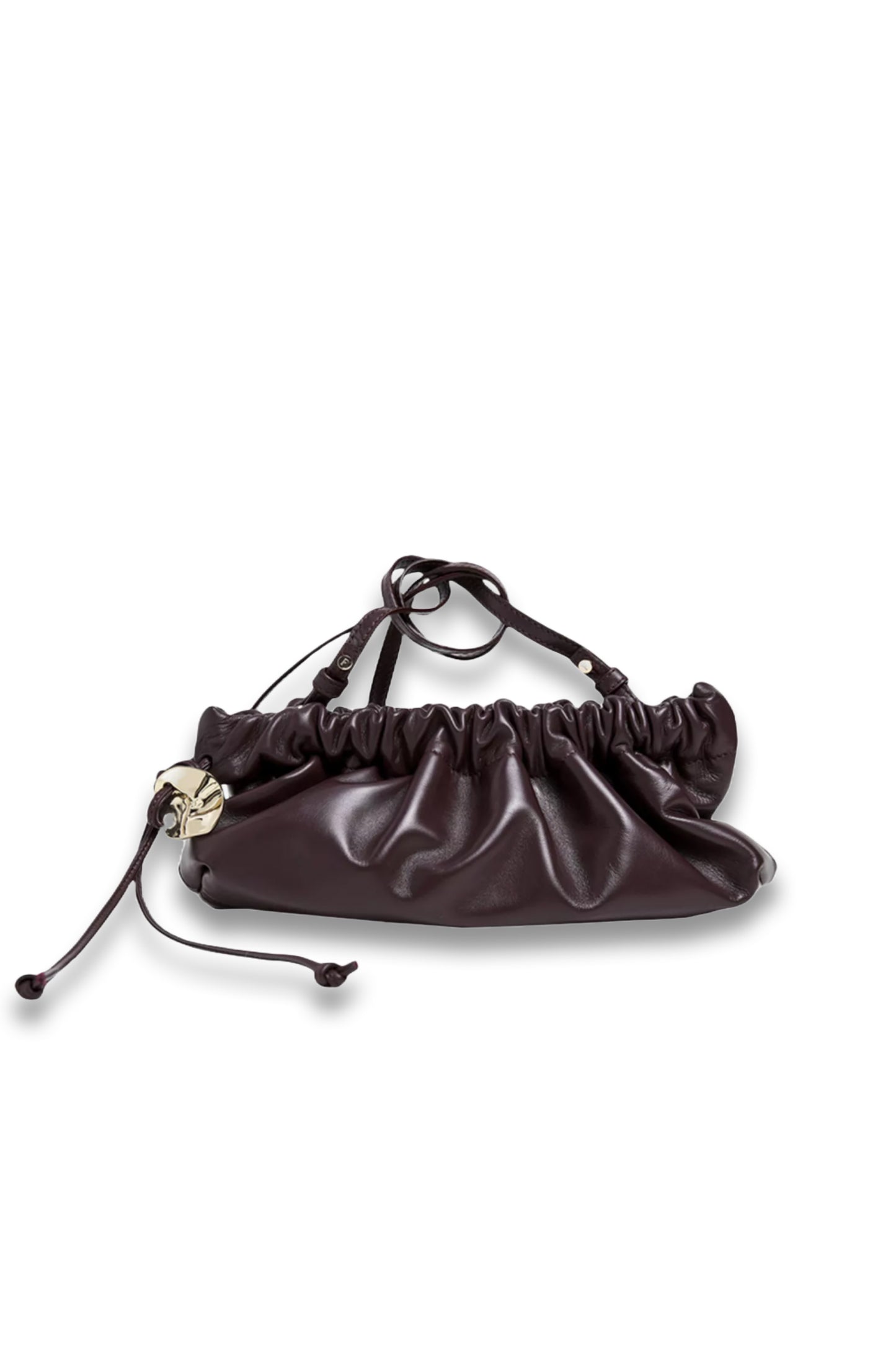 Flattered Cissi Leather Ruched Clutch Bag, Burgundy