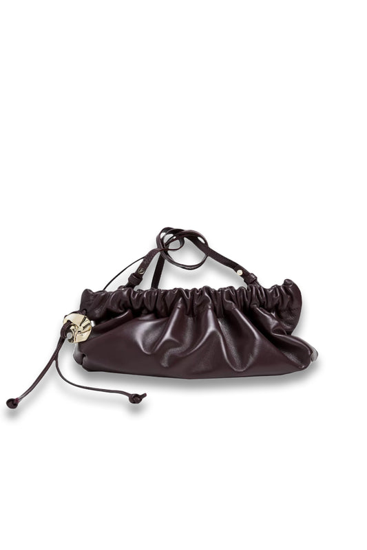 Flattered Cissi Leather Ruched Clutch Bag, Burgundy