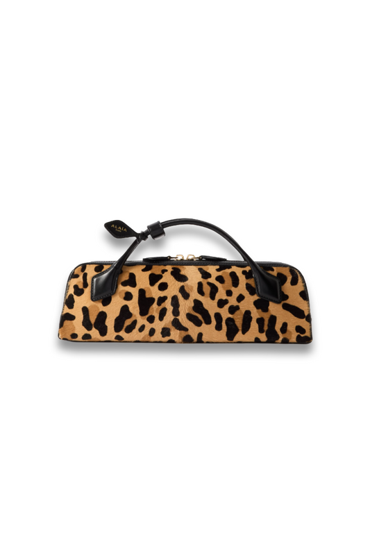 Le Teckel Leather-Trimmed Leopard-Print Calf Hair Clutch