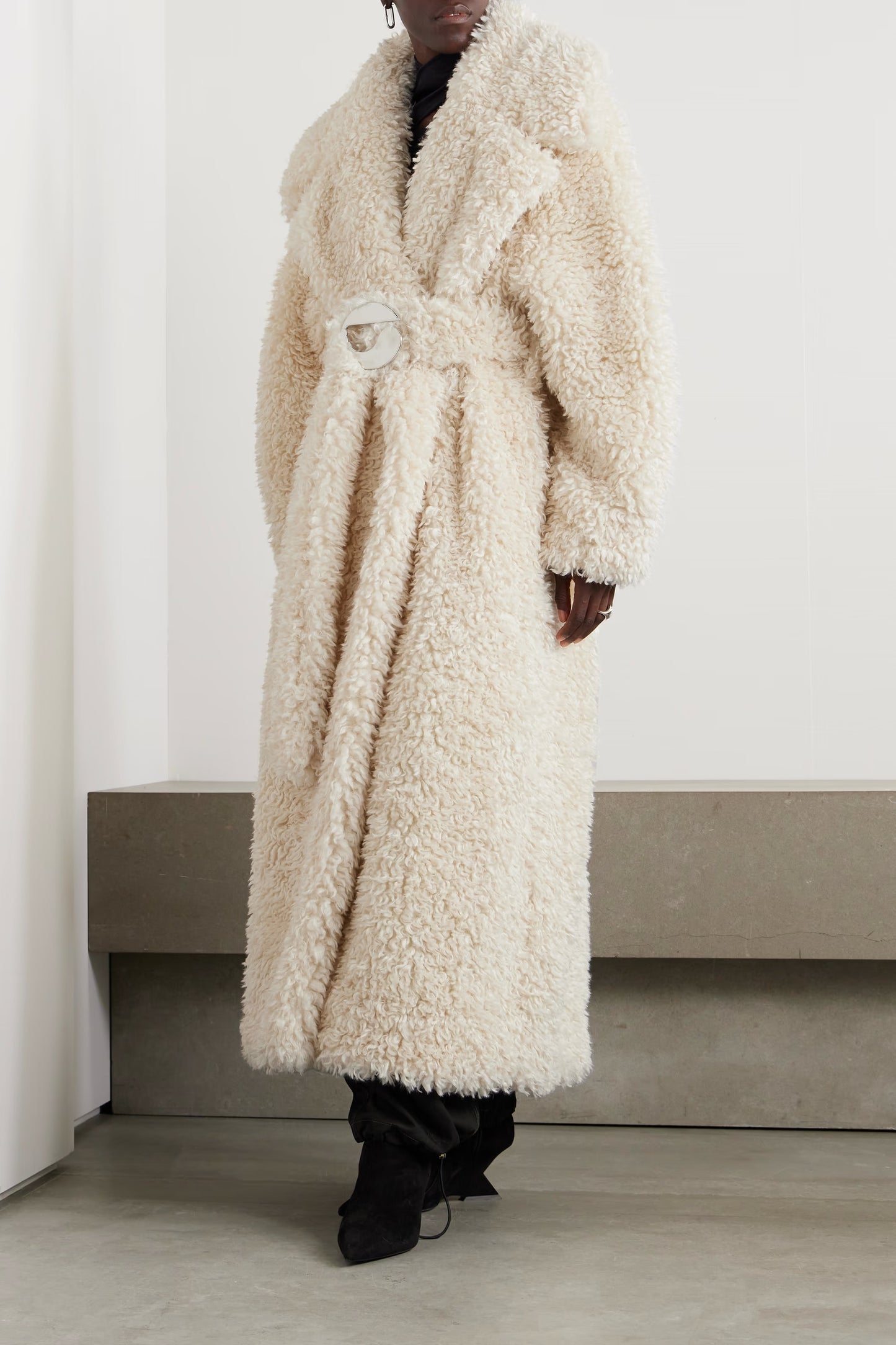 Belted Faux Shearling Coat