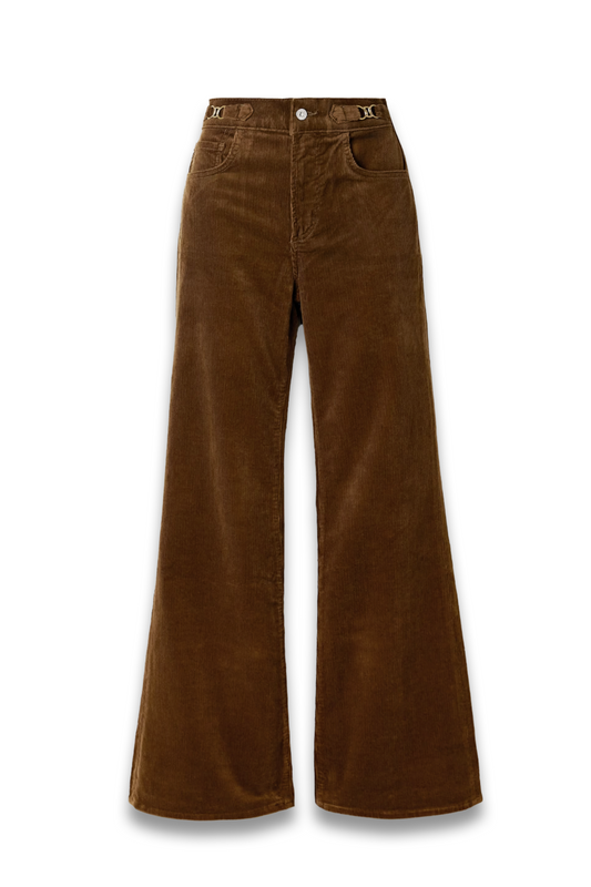 Kimberly Horsebit-embellished Stretch-cotton Corduroy Flared Pants