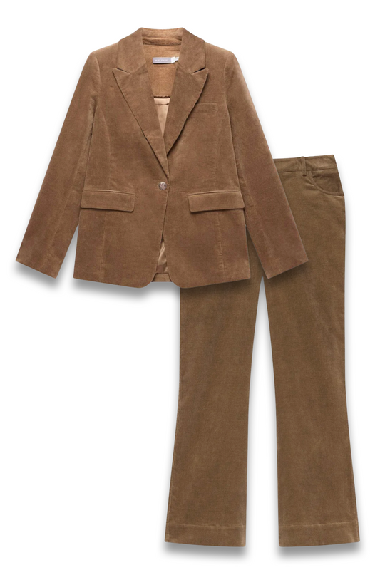 Brown Corduroy Blazer and Flared Trousers