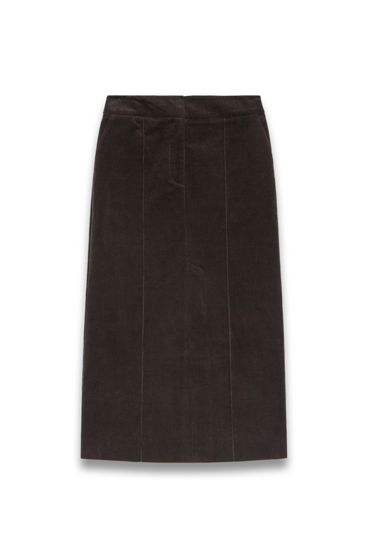 Brown Corduroy Midi Skirt