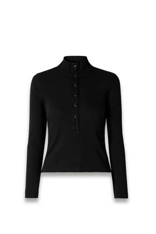 Sheena Ribbed Stretch-cotton and Lyocell-blend Henley Top
