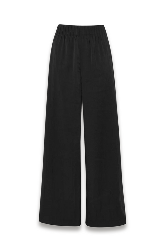 Black Textured Satin Pintuck Trouser