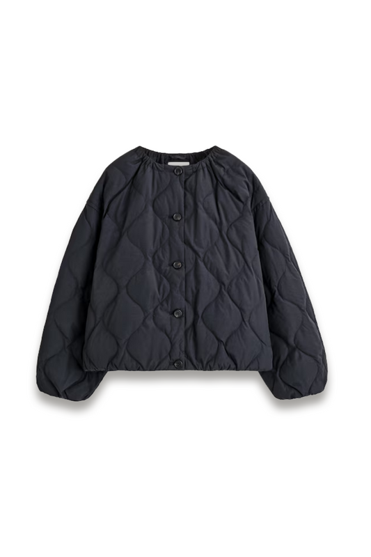 Gathered Quilted Down Jacket