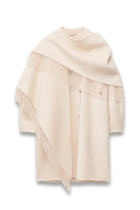 Fringed Shawl Wool Coat